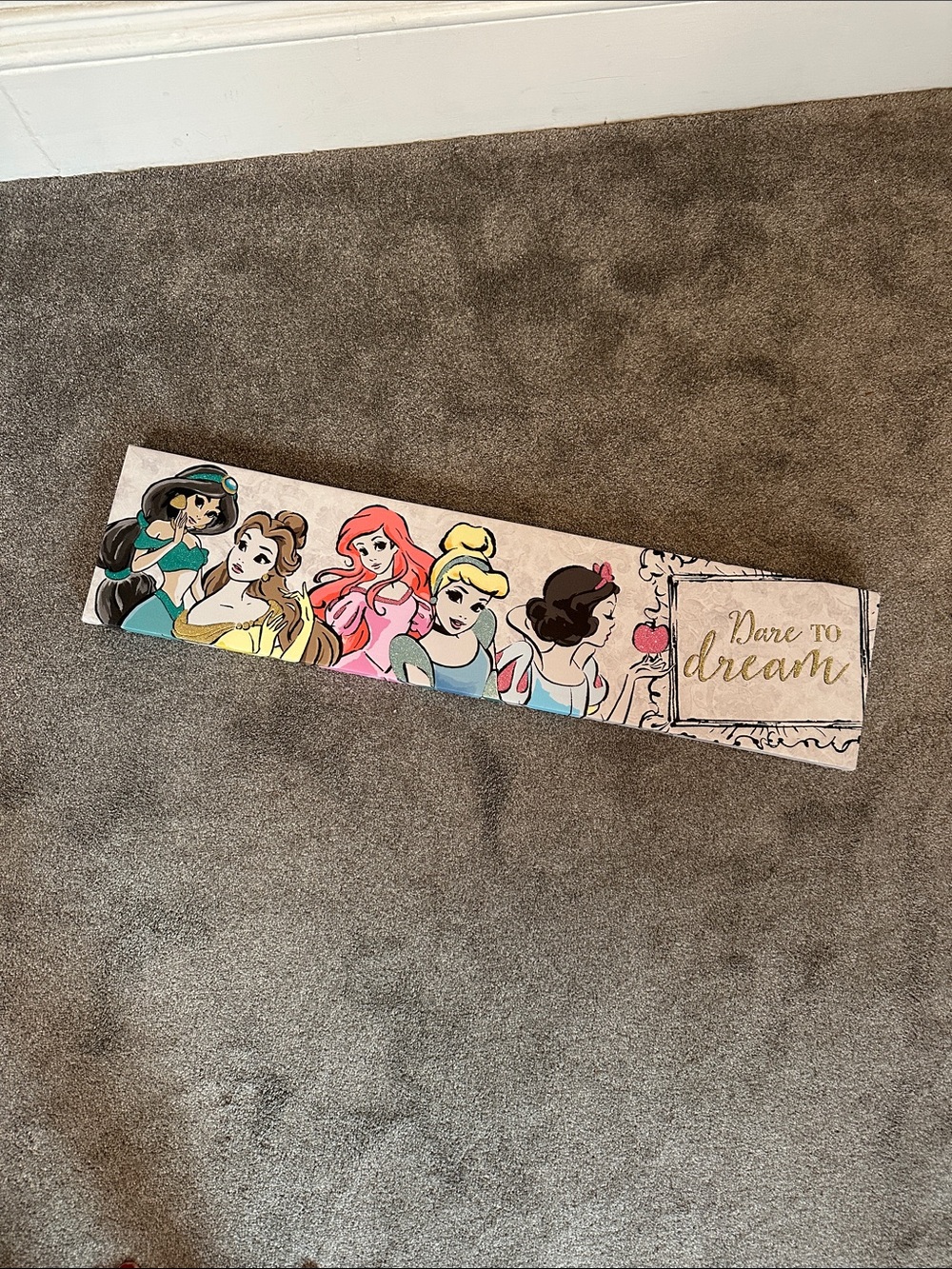 Disney Princess Canvas Wall Art - Pink, Yellow, Blue Accents 8.5 x 36.5